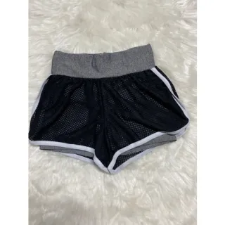 Roupa de Treinar Feminina Short Duplo Suplex com Tela - Preto com viés pink