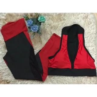 Top Plus Size Roupa de Academia Conjunto Calça Legging Fitness - Goiaba