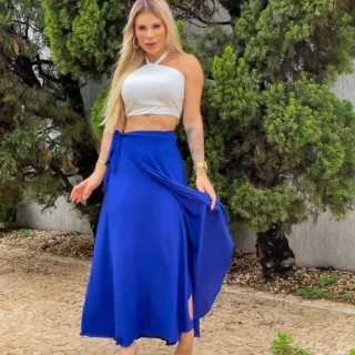 Vestido Barbie Rosa Pink Saída de Praia Envelope Midi - POÁ BRANCO COM BOLAS PRETAS