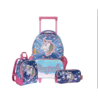 Mochila Infantil Escolar Kit 3D com Rodinhas - Meninos e Meninas - 12 polegadas sem kit menina