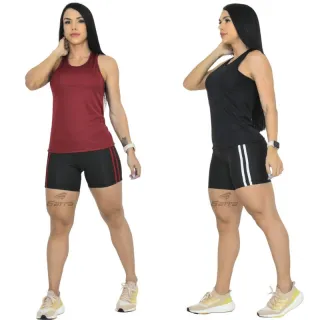 Conjunto Fitness Suplex: Regata Dri-Fit e Short Cós Alto - CINZA - MARSALA