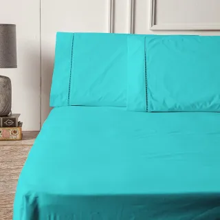 Percal 400 Fios Jogo de Lençol Casal 3 Peças Acetinado - Azul Petroleo