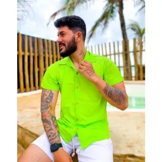 Diversos modelos de camisas masculinas slim em tecido viscose - Branco