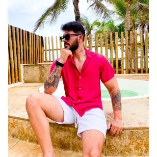 Diversos modelos de camisas masculinas slim em tecido viscose - Branco