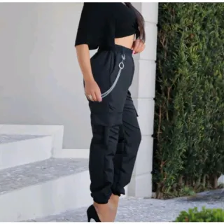 Salopete Corrente Tactel Moda Gringa Cargo Jogger Cinto - Raryel - Bege