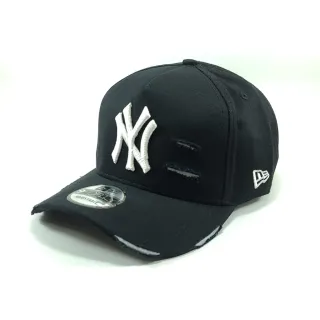 Rasgado Aba Curva NY New York Destroyed Boné Masculino Feminino - Preto/Amarelo