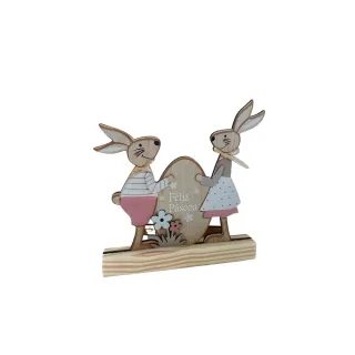 Enfeite de Mesa - Casal Coelho Decorativo de Páscoa - Feliz Páscoa - Único