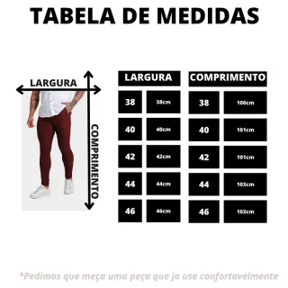 Sarja Lycra Calça Masculina Skinny Alfaiataria - Vinho