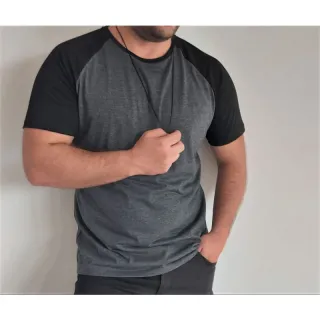Camisa Raglan Masculina Manga Curta em Algodão Premium - BRANCO COM MANGA PRETA