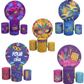 Capa Sublimada Veste Fácil Trio Carnaval - Capa Cilindro + Capa Painel - C-02