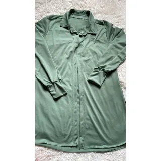 Chamise Estampada com Fenda Lateral - Saida de Praia - Pistache