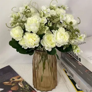 Pacote favorável de 1 unidade de flor artificial rica em peônia - Desconto de 4759 - Champanhe