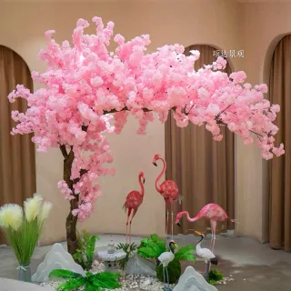 Pacotes de flores artificiais decorativas de cerejeira - Mais favorável comprar - Curto Creme