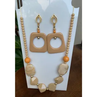 Moda Afro Feminino - Conjunto Triplo Colar Couro e Brincos Vintage Etnico - Mod 4