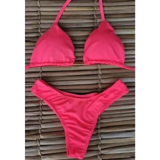 Biquini Neon Barbie Rosa - Fio Dental Cortininha Asa Delta - VERMELHO s/ bojo