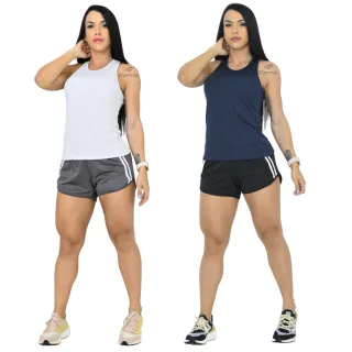 Camiseta Fitness Regata Feminina Dry Fit Premium Cores para Treino e Academia - Cinza