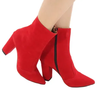 Bota 9cm cano médio onça - Vermelho