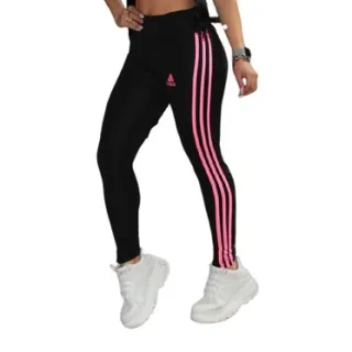 Promoção Calça Legging Feminina Detalhada Moda Academia Fitness - CINZA COM ROSA
