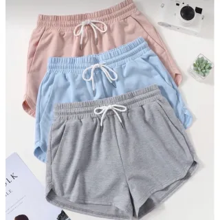 Short Moletom feminino cós elástico Plus Size G5 - Kit 3 unidades