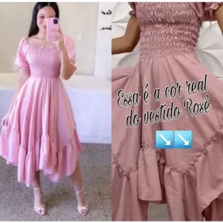 Vestido princesa moda evangélica blogueira com lastex e manga bufante - Lilás Escuro