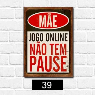 Placa Decorativa Quarto Gamer Vintage - Frase Jogo Jogador Console - 23