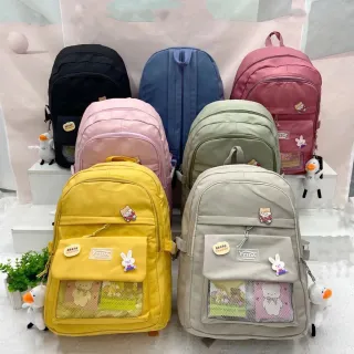 Moda Coreana Casual Feminina Masculina: Mochila Escolar Impermeável - 014Azul