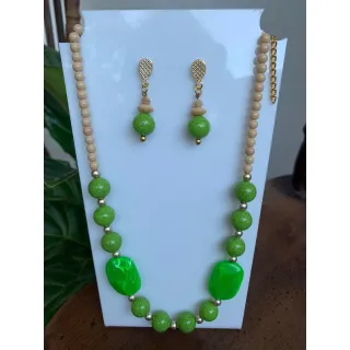 Moda Afro Feminino - Conjunto Triplo Colar Couro e Brincos Vintage Etnico - Mod 4