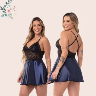 Lingerie Lisa Feminina Camisola Cetim - Rubro