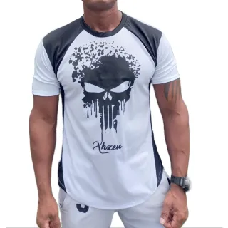 Camiseta Manga Curta Esportiva - Academia, Lazer, Corrida de Rua, Musculação - Branco