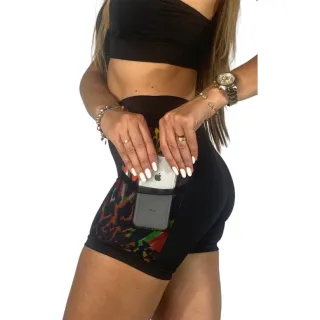 Treino Suplex Feminino Básico com Bolso em Tule Della - Fitness, Academia, Crossfit - BRANCO/PRETO