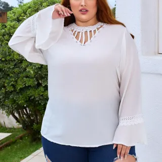 Blusa plus size manga Flair K2135 - Rosa