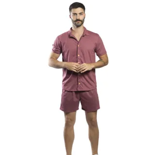 Homem Moderno Conjunto Shorts e Camisa Masculino - Vermelho