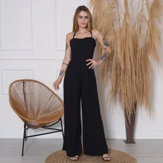 Feminino Pantalona Longo Macacão - Vermelho