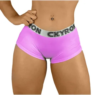 Kit Feminino Boxer Shortinho Micro Lisa e Estampada - 8 Calcinhas - Lisa e Estampada
