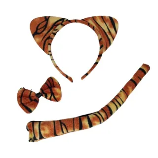 Fantasia Carnaval Kit Tiara, Gravata e Rabinho - 3 peças - ONÇA ROSA CLARO