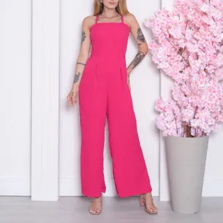 Feminino Pantalona Longo Macacão - Vermelho