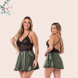 Lingerie Lisa Feminina Camisola Cetim - Rubro