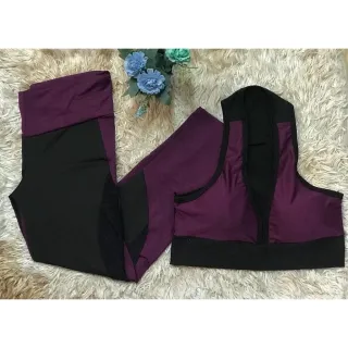 Top Plus Size Roupa de Academia Conjunto Calça Legging Fitness - Goiaba