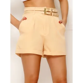 Feminina Alfaiataria Short Com 2 Cinto - Rosa Pink