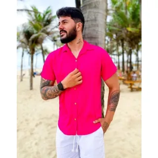 Diversos modelos de camisas masculinas slim em tecido viscose - Branco