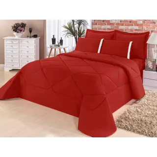 Lençol Aconchego Solteiro 4 Peças + Kit Edredom Dupla Face - Marrom