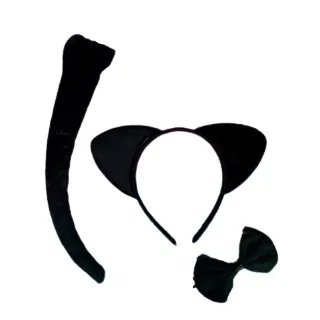 Fantasia Carnaval Kit Tiara, Gravata e Rabinho - 3 peças - ONÇA ROSA CLARO