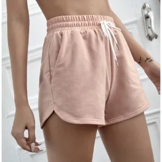 Short Moletom feminino cós elástico Plus Size G5 - Kit 3 unidades - Preto, Marrom, Nude