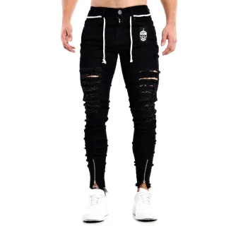 Promoção Calça Jeans Super Skinny Preta Masculina com Zíper - 34