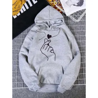 Oferta Hoje: Moletom Feminino Coreano Mão - AMARELO COM PRETO