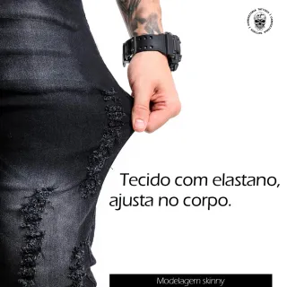 Promoção Calça Jeans Super Skinny Preta Masculina com Zíper - 34