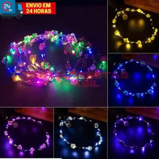 Flor LED Tiara - Ideal para Carnaval, Cosplay e Fantasia - Único