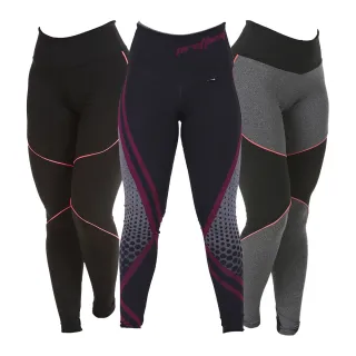 Leggings Fitness/Academia Não Transparentes - Kit com 3 - SPIDER/BORBCINZA/BORBPRETA