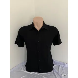 Camisa Masculina Praia Social Havaiana Slim Barata em Tecido Viscose - Azul