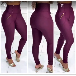 Montaria Feminina Cintura Alta Chapa Barriga Empina Bumbum Calça - Açai bolso Frontal